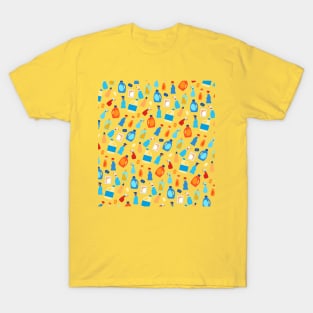 Colorful Detergents on White Pattern T-Shirt